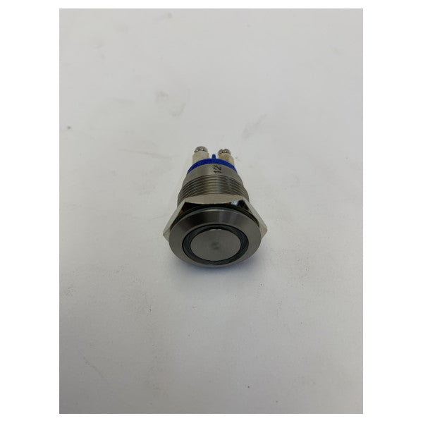 Interrupteur-poussoir éclairé en acier inoxydable Bulgin MPI/TE/BL/12 24V
