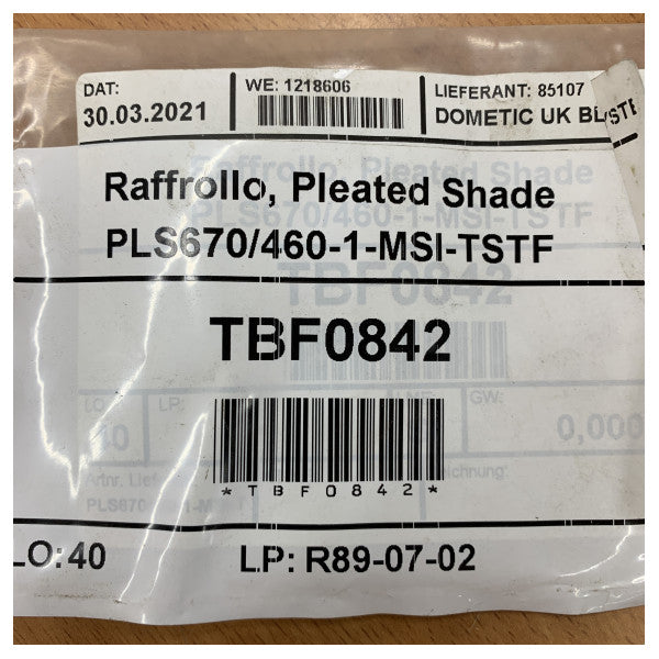 Dometic Plisseret gardin PLS670/460-1-MSI-TSTF foldegardin til Hanse Yachts