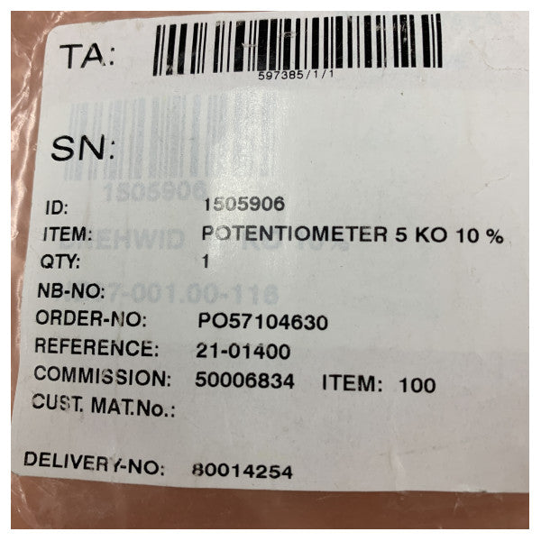 Novotechnik 1505906 Componente elettronico marino, potenziometro rotativo di precisione