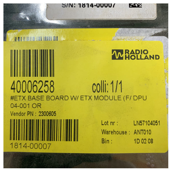 DPU 04-001用のETXモジュールを搭載したDanelecベースプレートプロセッサー - 2300605-40