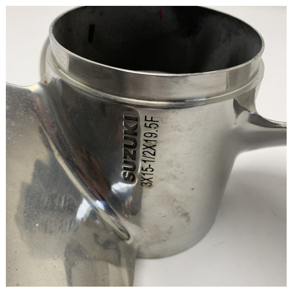 Hélice Suzuki 3 pales 15.5 x 19.5 avant duo acier inoxydable - 58500-98L00