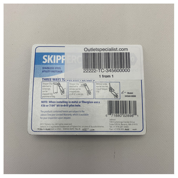 Jabsco rustfritt stål skipperklipp 4-stykker-34560-0000