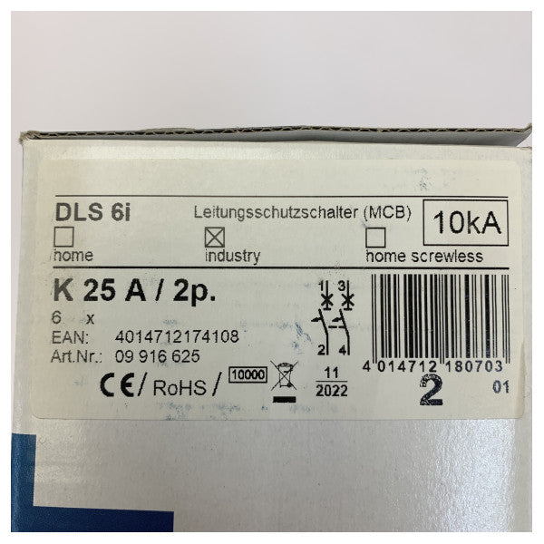 6x Doepke DLS6i K32-2 Interruttore di circuito marino 2 poli 32A