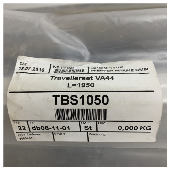 Pfeiffer Marine Aluminium Traveller Set L1950 mm Inkludert blokker - 8005401
