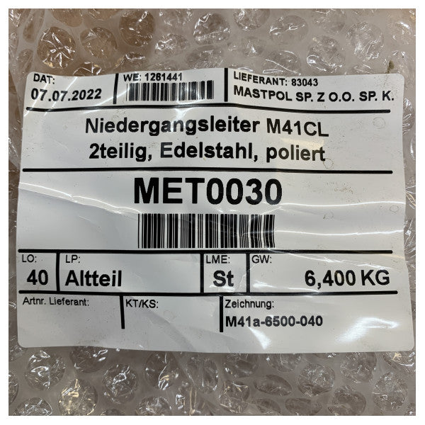 Moody Companionway Hatch Ladder Stainless Steel 4-Steps - MET0030