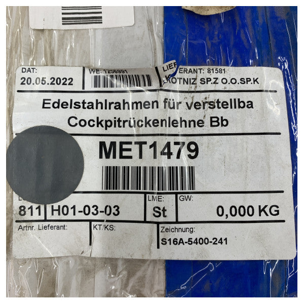 Estrutura em Aço Inoxidável Fjord para Banco de Cockpit Ajustável MET1479