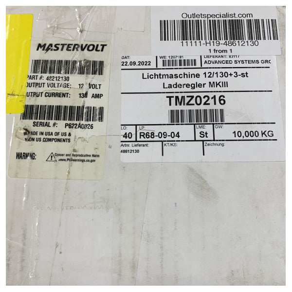 マスターボルトアルファ12V / 130A III高容量オルタネーター、アルファプロレギュレーター付き