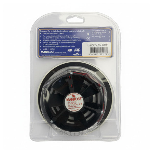 Ventilador de extração Osculati BSL112W 12V com luz - 13.580.12