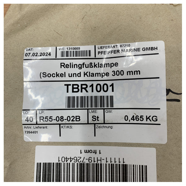 Pfeiffer Marine Aluminium Klampe til Skinne Montering 300mm - 7264401