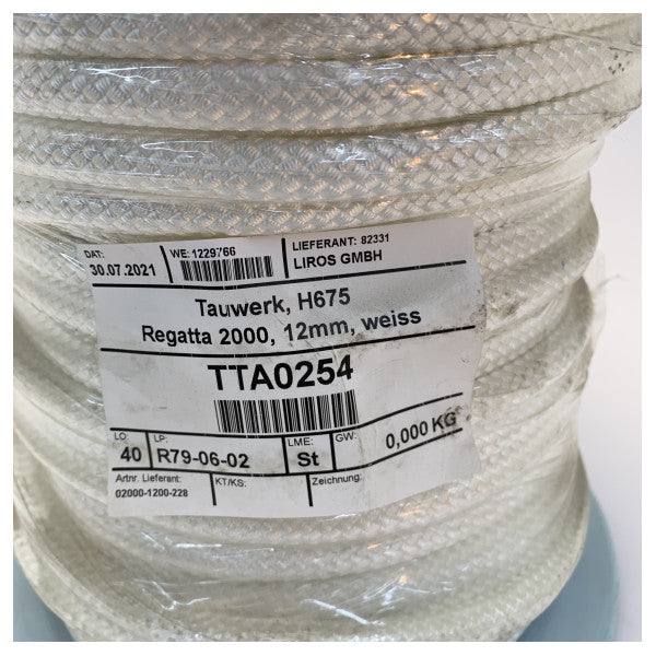 Liros Hanse 675 Dyneema Regatta 2000 Rope 12mm White - 73m - 02000-1200-228