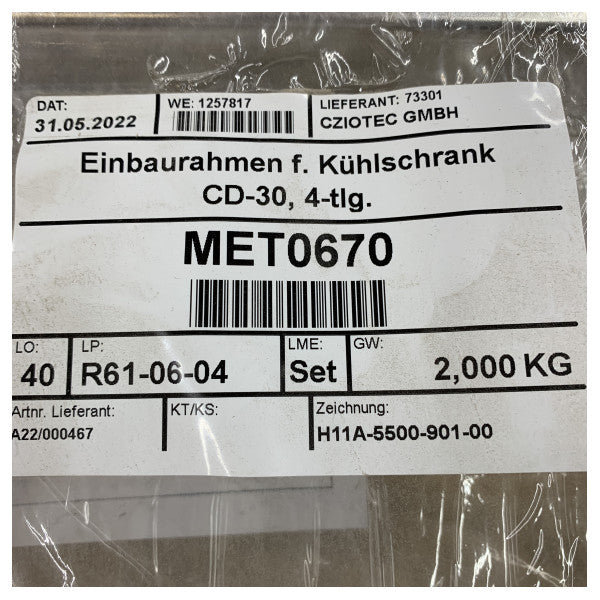 Isotherm Rustfritt Stål CD-30 Kjøleskap Bygg-In Ramme - H11A-5500-901-0