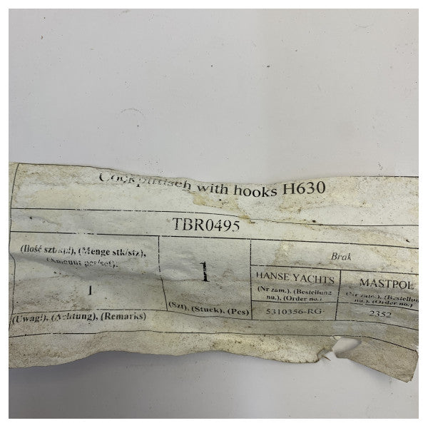 Hanse Yachts 575 och 630 rostfritt stål cockpitbord stöd - TBR0495