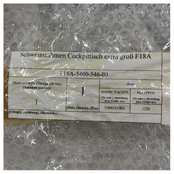 Hanse Yachts Cockpitbord i rostfritt stål stödram - MET1515