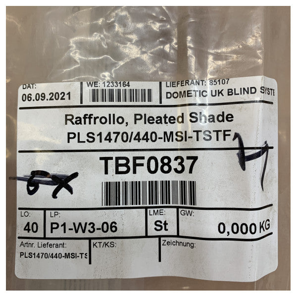 Dometic Raffrollo Pliseli Perde PLS1470/440-MSI-TSTF Rulo Perde 1470 x 440 mm