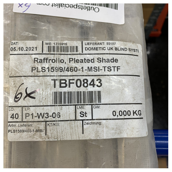 Dometic プリーツシェード PLS1599/460-1-MSI-TSTF マリンロールカーテン 1599 x 460 mm