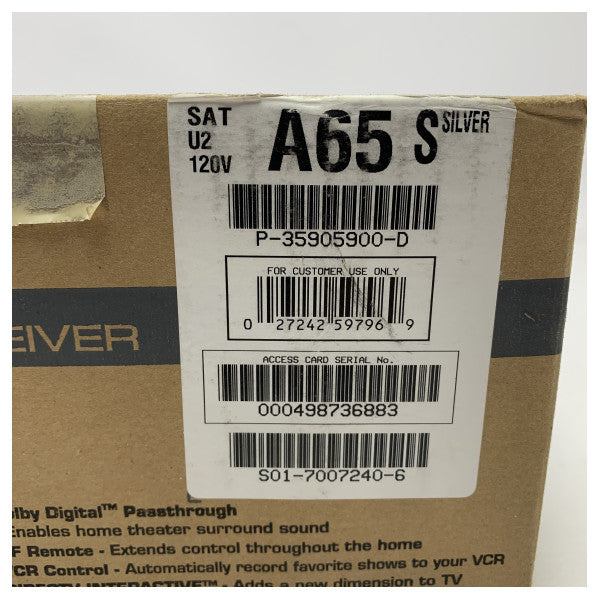 Sony SAT-A65 Digitaalinen satelliittivastaanotin - Kompakti, luotettava merenkulun satelliitti-tv-vastaanotin Dolby Digital Passthrough -ominaisuudella.