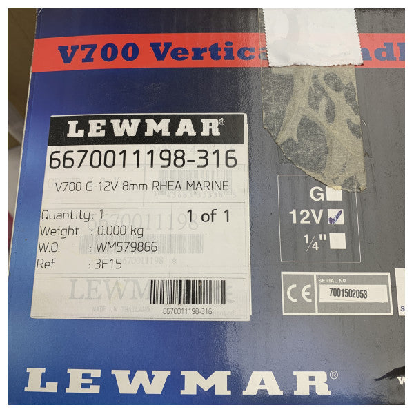 Lewmar 6670011198-316 - V700 G 12V 8mm 垂直ウインドラス