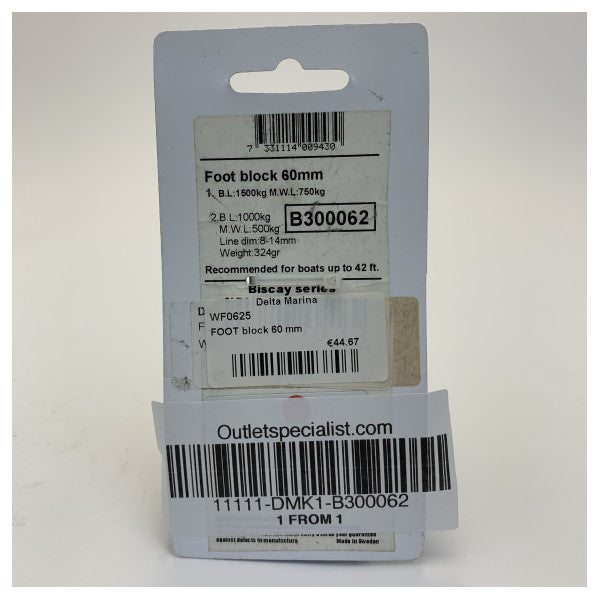 Rutgerson B300062 Kaksoiskomposiittijalkablokki 60 mm - 8-14 mm