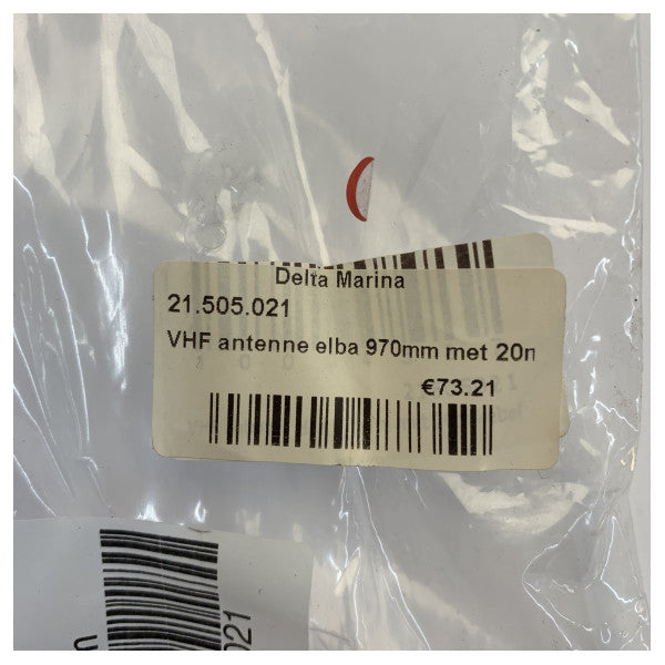 Elba VHF Marine Antenne 21-505-021 with Antenna Cable Black 97 cm