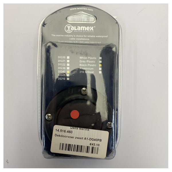 Talamex DG40PB Passacavo impermeabile in plastica nera per ponte