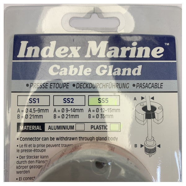 Index Marine SS5 Sivukäynnistyskaapelin Tiiviste - Ruostumaton Teräs Kaapelin Läpivienti Vene