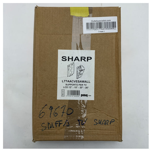 Sharp Universal Heavy-Duty Wall Mount Bracket for 13-26 Inch LCD TVs - Durable Metal TV Mount with Corrosion Protection- L77AACVESAWALL