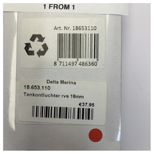 Talamex Tank Vent Inossidabbli 18653110 - RVS Ventilatur għall-Ħażna tal-Fjuwil u l-Ilma