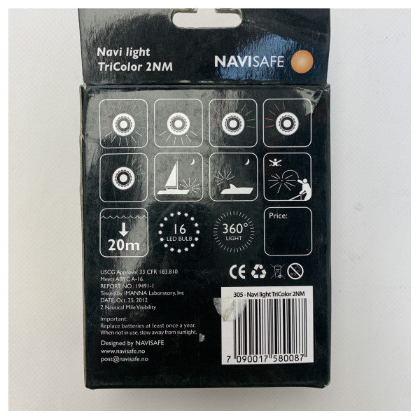 NaviLight TriColor 2NM LED-navigointivalo musta
