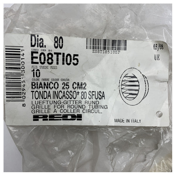 Решітка ABS 80 мм - міцна вентиляційна решітка для катерів і яхт морського класу - довговічна вентиляційна решітка