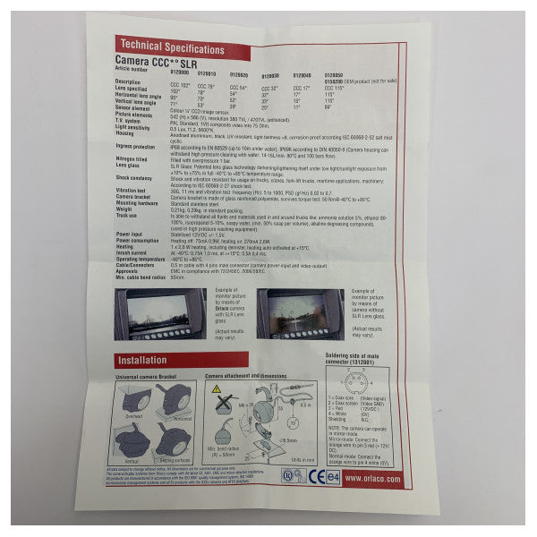 Orlaco Fargekamera 0120040 CCC 17 Grad SLR 12V/DC - Marine Sikkerhetskamera