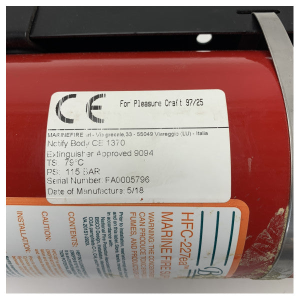 BSCO 740-200M Marine brandslukker HFC-227 3,95 kg