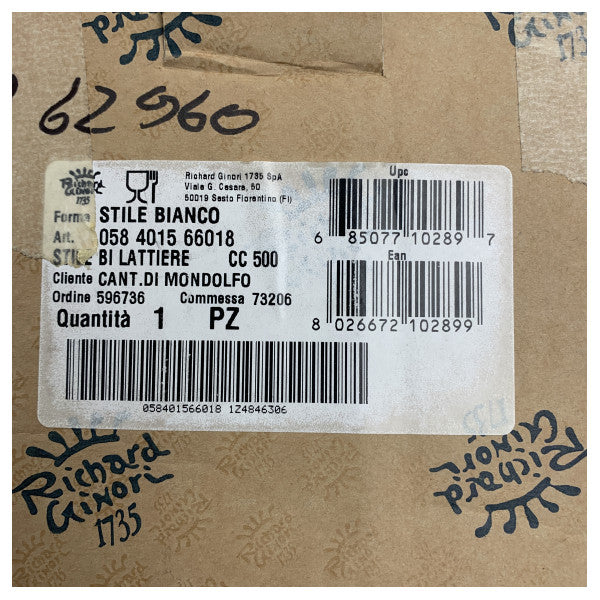 Порцеляновий глечик для молока Pershing Richard Ginori Premium 500cc для морського використання 058 4015 66018