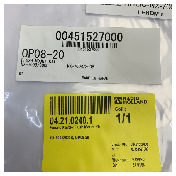 Kit de montage encastré Furuno OP08-20 pour Navtex NX-700B et NX-800B