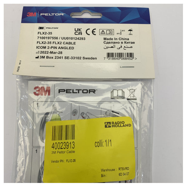 3M Peltor FLX2-35 Icom 2-Pin Açılı Kablo