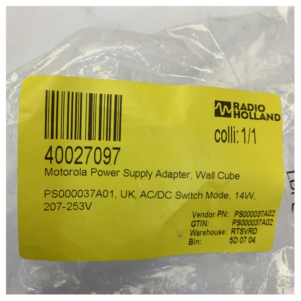 Motorola PS000037A01 Power Supply Adapter - Wall Cube 14W UK Plug - Switch Mode
