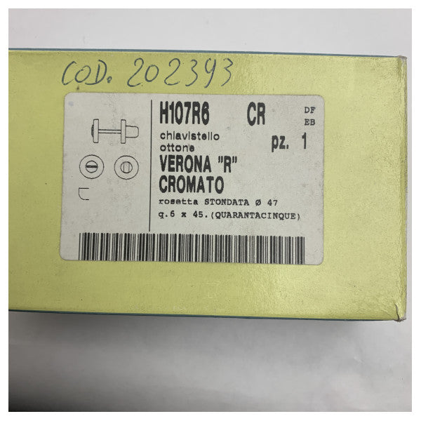 オリバリ クローム ドアラッチ ロゼット付 H107/R6 - 耐久性に優れたマリングレードの真鍮製ハードウェア