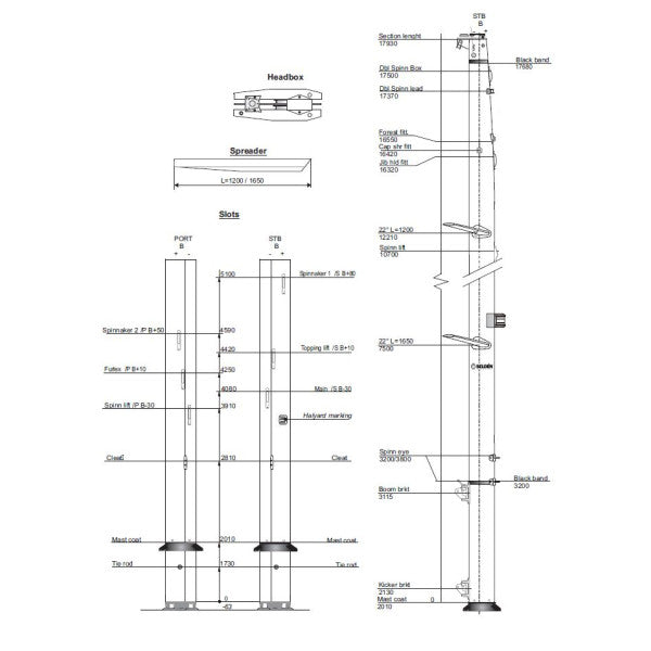 デーラー・エルフストローム 38 従来型アルミマスト 17.9M - K24-C227-12377