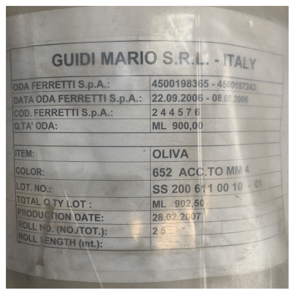 Korkealaatuinen verhoilukangas Tessuto Lino Oliva 652 vihreä 110M