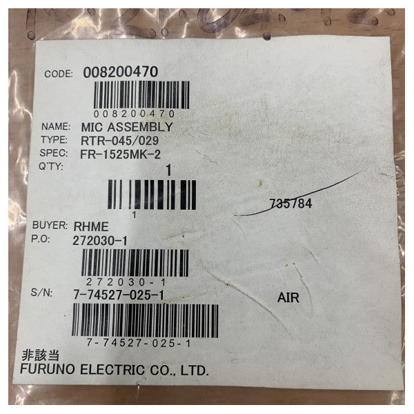 Furuno RTR-045-029 Ensemble microphone de radar marin