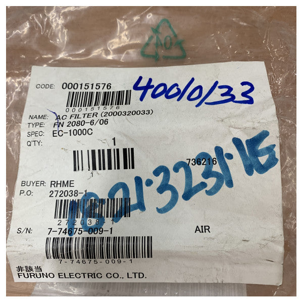 Schaffner FN 2080-6-06 EMI/RFI-filter 6A 250V nettfilter for strømledning