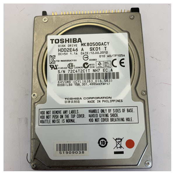 Disco Rígido Interno Toshiba MK8050GACY (HDD) 80GB