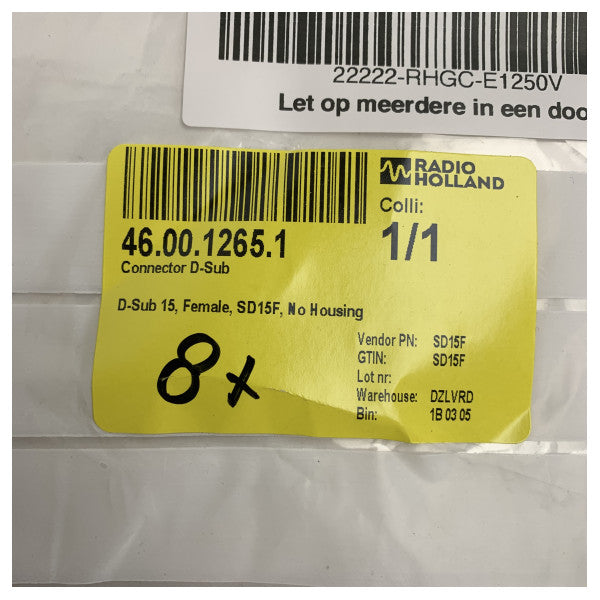 D-Sub 15 Pin hunnkontakt SD15F for maritimt elektronisk utstyr og kontrollsystemer