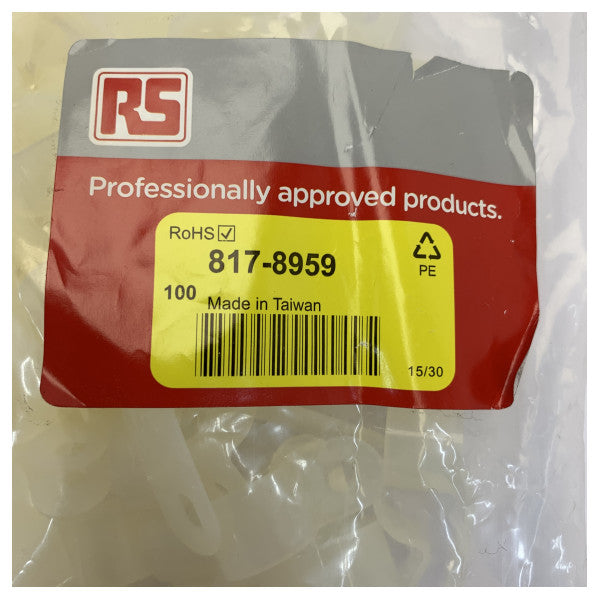 RS 817-8959 Cable Clips Polyethylene (PE) 100 Pieces Marine Cable Management