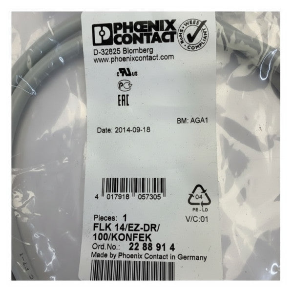 Phoenix FLK-14-EZ-DR-100 Industrial Interface Cable - PLC Control Cable - 2288914