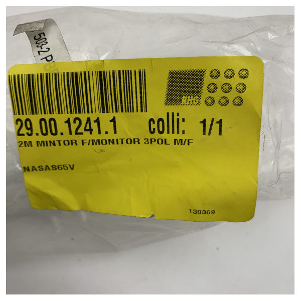 Cabo de Monitor de 3 Pinos de Grau Marinho 2m com Plugue de Alimentação - NASAS65V