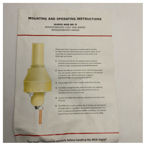 Luz e sinalizador de fumo Ikaros MOB MKIV Solas MED USCG - 190027