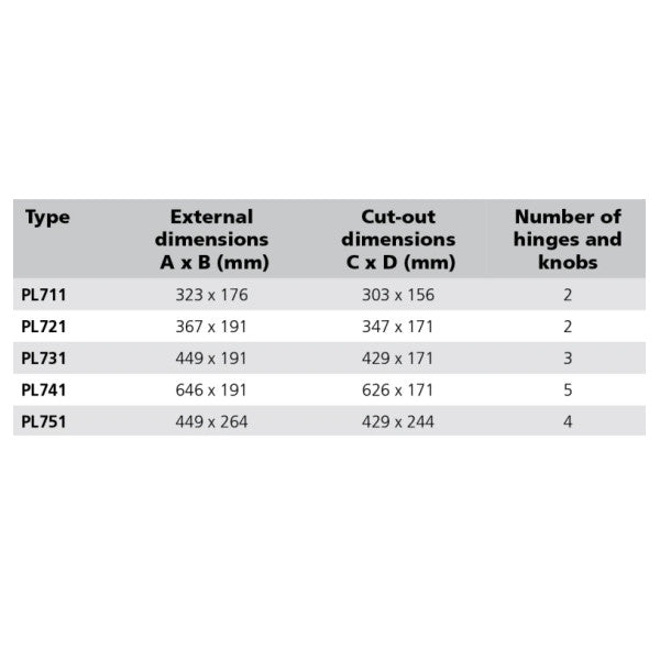 Vetus PL711 Aluminium Tiftieqa Miftuħa Rettangolari 303 x 156 mm