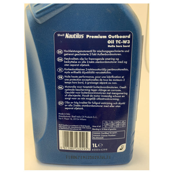 Shell TC-W3 Marine Engine Oil 2-Stroke Outboard Motor Oil