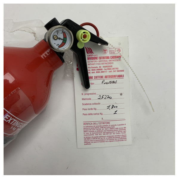 1kg ABC-Pulverfeuerlöscher für die Schifffahrt - kompakt, leicht und witterungsbeständig