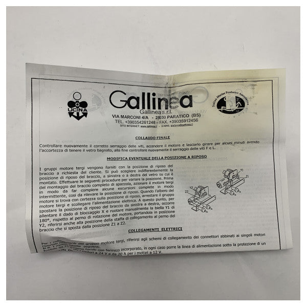 Gallinea Hochwertiger 24V Marine-Wischermotor für Boote - Langlebig und korrosionsbeständig - 02077011